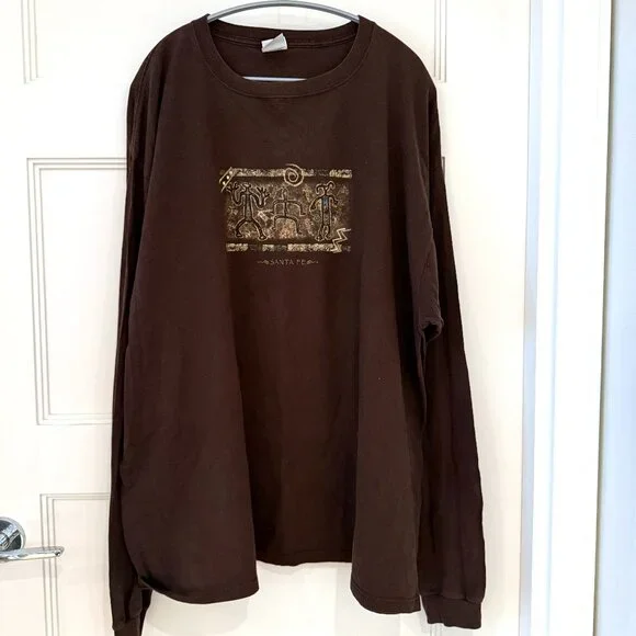 ECU - Size 2X - Santa Fe Imprint Crew-Neck Long-Sleeve T-Shirt, Chocolate Brown - Picture 1 of 4